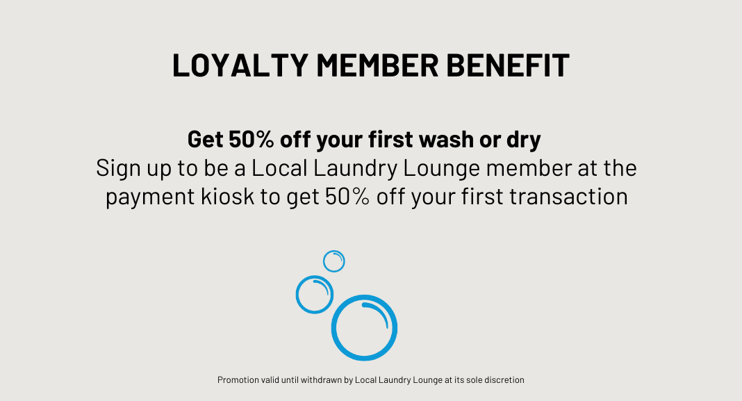 50% off a new member's first wash or dry